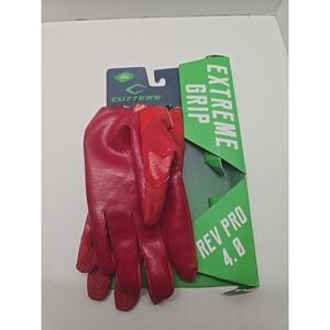 Cutters Adult Rev Pro‎ 4.0 Extreme Grip Receiver Gloves Solid Red Size Large